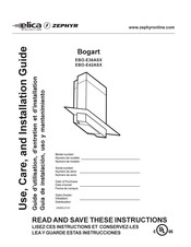 Zephyr Bogart EBO-E36ASX Use, Care And Installation Manual
