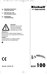 EINHELL Bavaria BUW 100 Operating Instructions Manual