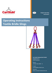 CarlStahl Textile Bridle Sling Operating Instructions Manual