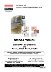 Mono OMEGA TOUCH Installation Instructions Manual