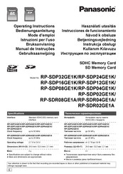 Panasonic RP-SDR02GE1A Operating Instructions Manual
