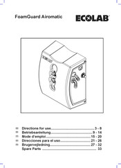 Ecolab FoamGuard Airomatic Directions For Use Manual