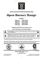 Bakers Pride XOB-424-SU Installation And Operating Instructions Manual