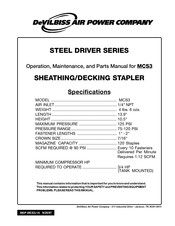 DeVillbiss Air Power Company MCS3 Operation, Maintenance And Parts Manual
