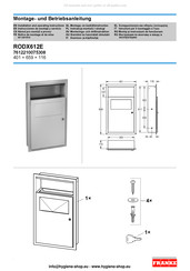 Franke RODX612E Installation And Operating Instructions Manual