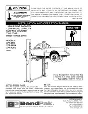 BendPak XPR-12FD Installation And Operation Manual