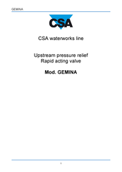 CSA WATERWORKS GEMINA Series Manual