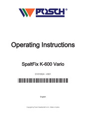 Posch SpaltFix K-600 Vario Operating Instructions Manual