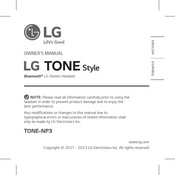 LG TONE-NP3 Owner's Manual