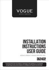 VOGUE APPLIANCES 352432 Installation Instructions Manual