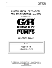 GORMAN-RUPP PUMPS U3B60-B Installation, Operation, And Maintenance Manual With Parts List