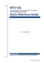 Avalue Technology RITY120 Quick Reference Manual