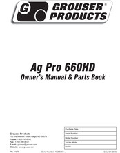 Grouser Products Ag Pro 660HD Owner's Manual & Parts Book