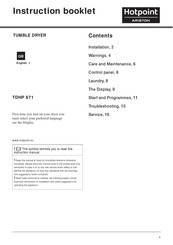 Hotpoint Ariston TDHP 871 Instruction Booklet
