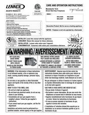 Lennox Montebello DLX Series Care And Operation Instructions Manual