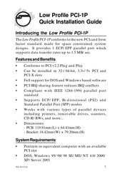 SIIG Low Profile PCI-1P Quick Installation Manual
