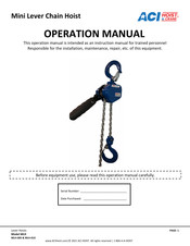 ACI Hoist & Crane MLH-010 Operation Manual