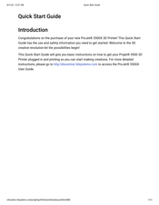 3D Systems ProJet 5500X Quick Start Manual