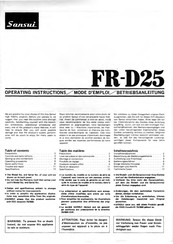 Sansui FR-D25 Operating Instructions Manual