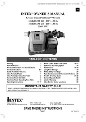 Intex Krystal Clean Poolwater 8220 Owner's Manual