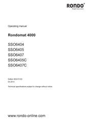 Rondo Rondomat 4000 SSO6407 Operating Manual