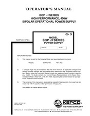 KEPCO BOP-H Series Operator's Manual