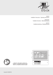 Vostermans Ventilation Mf Net ETD-CN Installation And Operating Instructions Manual