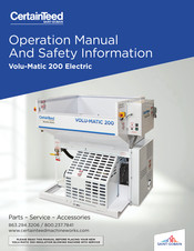 CertainTeed Volu-Matic 200 Operation Manual And Safety Information
