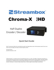 Streambox Chroma-X Full HD Quick Start Manual
