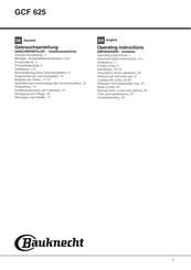 Bauknecht GCF 625 Operating Instructions Manual