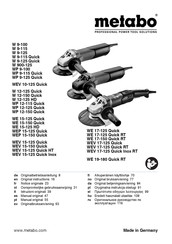 Metabo WEV 15-125 Quick Inox Original Instructions Manual