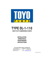 Toyo DL-1-110 Installation, Operation & Maintenance Instructions Manual
