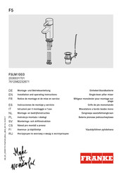 Franke F5 F5LM1003 Installation And Operating Instructions Manual
