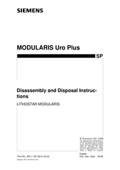 Siemens MODULARIS Uro Plus Disassembly Instructions