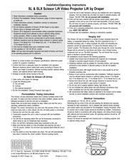 Draper SL5 Installation & Operating Instructions