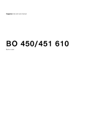 Gaggenau BO 450610 Use And Care Manual
