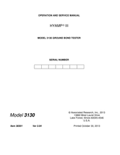 Associated Research HYAMP III Operation And Service Manual