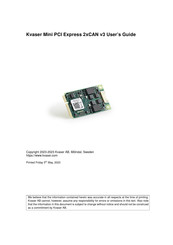 Kvaser Mini PCI Express 2xCAN v3 User Manual