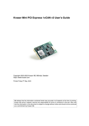 Kvaser Mini PCI Express 1xCAN v3 User Manual