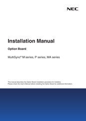 NEC MultiSync MA Series Installation Manual