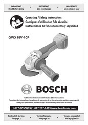 Bosch X-LOCK GWX18V-10P Operating Instructions Manual