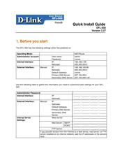 D-Link DFL-500 Quick Install Manual