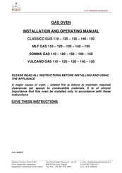 FORNI VULCANO 150 Installation And Operating Manual