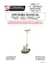 General MBL-17 Owner's Manual