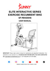 Sunny Health & Fitness Elite Interactive Series User Manual