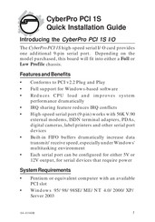 SIIG CyberPro PCI 1S Quick Installation Manual