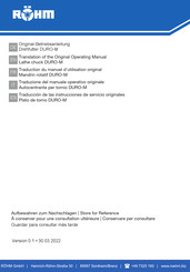 Rohm DURO-M Translation Of The Original Operating Manual