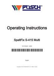 Posch SpaltFix S-415 Multi Operating Instructions Manual