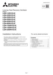 Mitsubishi Electric LGH-200RVX3-E Installation Instructions Manual