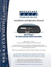 Broadcast Tools Box O' Relays 6 Installation And Operation Manual